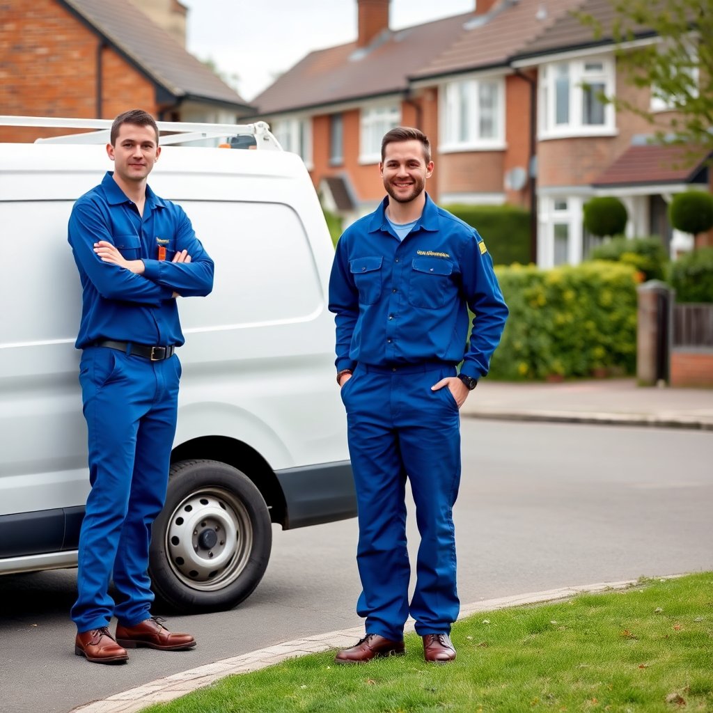Professional gutter cleaning team at work