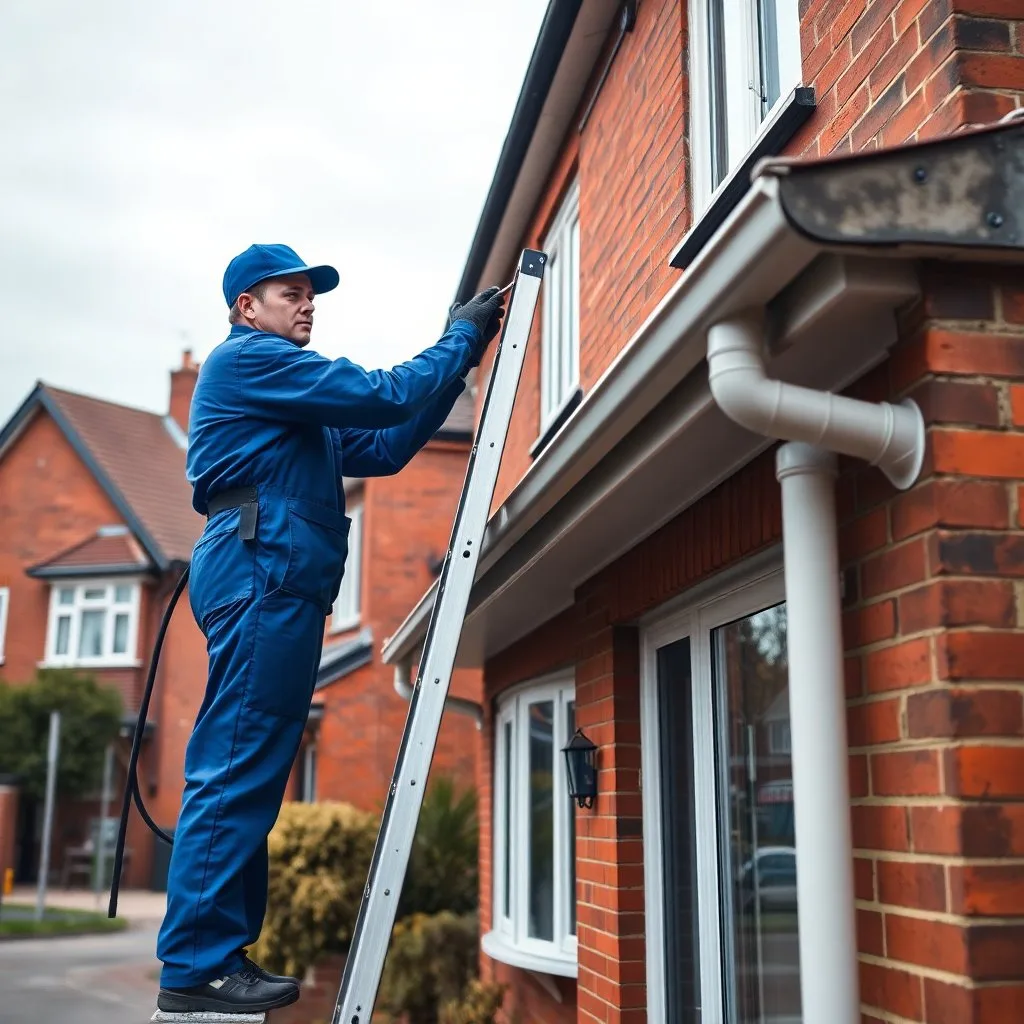 Professional gutter cleaning service on a West London home
